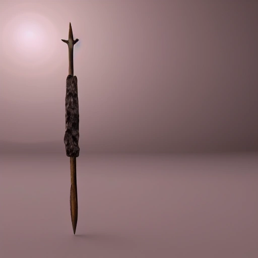 Stone-age spear, Matte Painting, White Background.