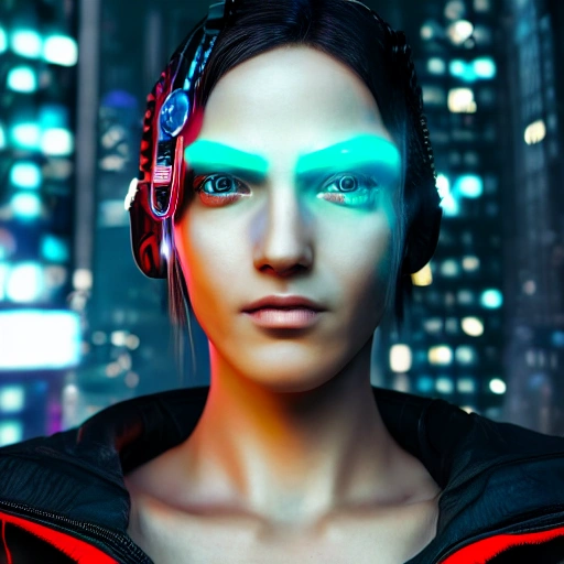 side close up portrait of 1 cyberpunk girl, detailed face, spotl ...