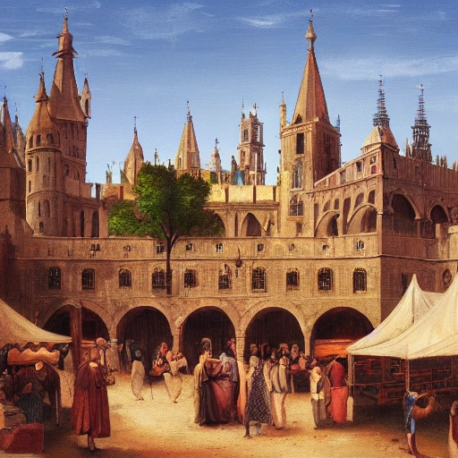 Medieval Spanish market, Matte Painting