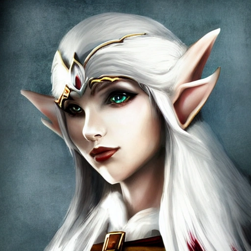 Female Elf Ranger, White Background, Artistic Mode