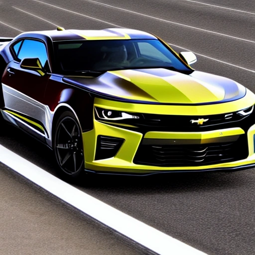 Muscle car as a Camaro with speed trails