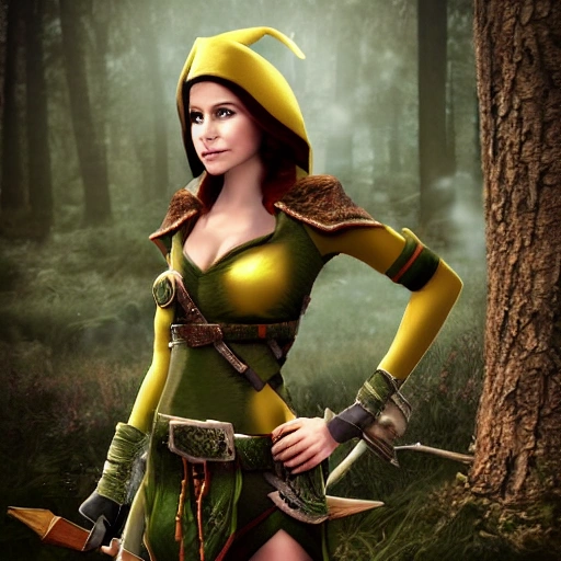 Female Elf Ranger, who looks like Sara Evans, White Background, Artistic Mode