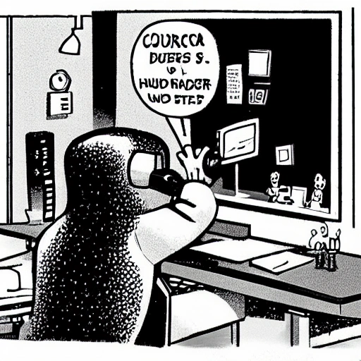 Hacker utilizando su computadora en una habitación oscura, Cartoon