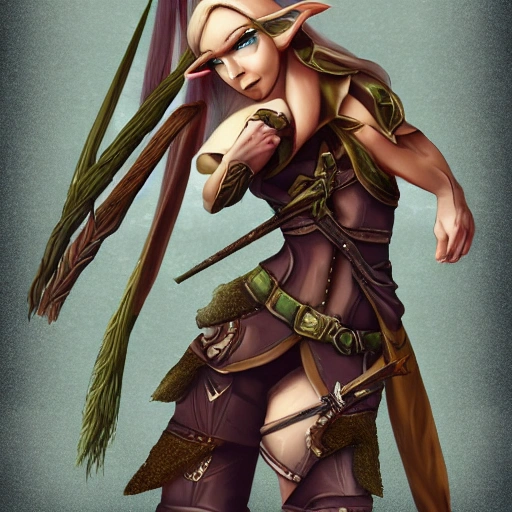 Full body, Female Elf Ranger, who looks like Sara Evans, White Background, Artistic Mode