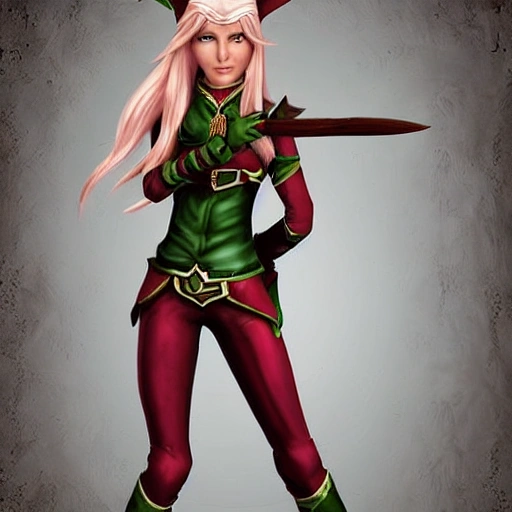 Full body, Female Elf Ranger, who looks like Sara Evans, White Background, Realistic