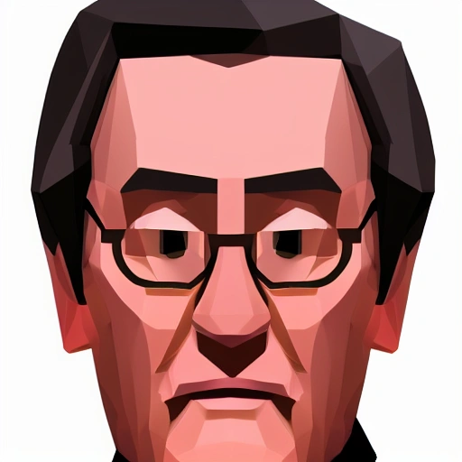 close portrait of a old rich man, gentleman, short grey hair, front view, centered, minimalist style, low poly videogame art, 