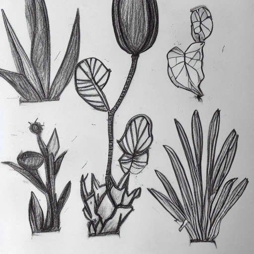 , Pencil Sketch plant doodles 