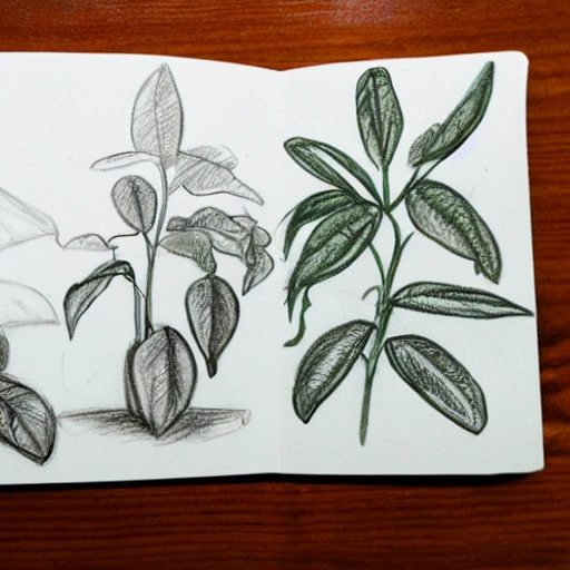 , Pencil Sketch plant doodles sage 