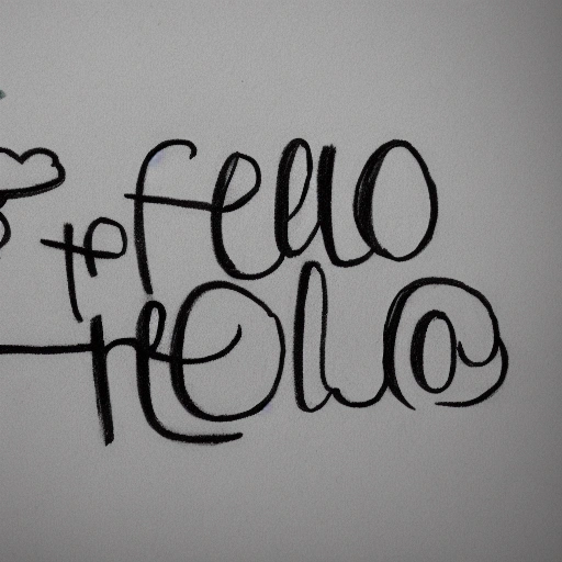 Pencil Sketch draw the word hello, brush script font style 