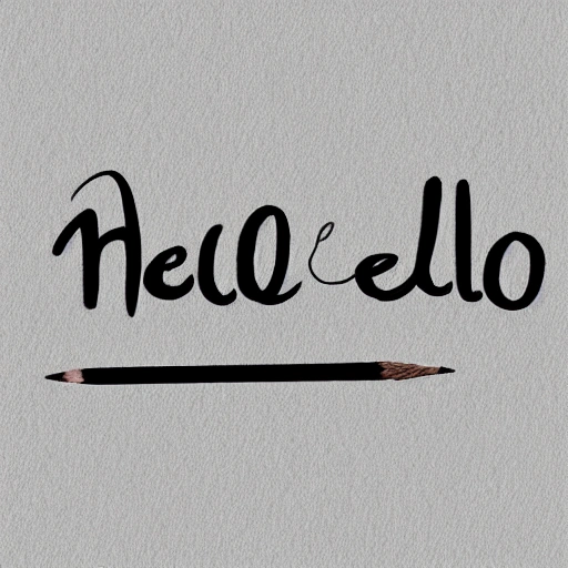 , Pencil Sketch draw the word hello, brush script font style 