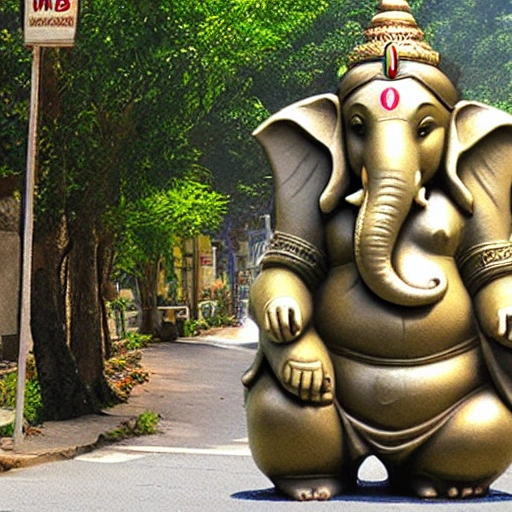 Lord Ganesha street walking, 3D