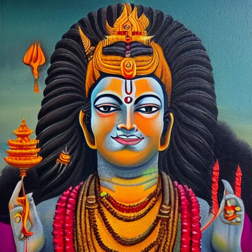 Lord Siva in kashi 2023, Oil Painting