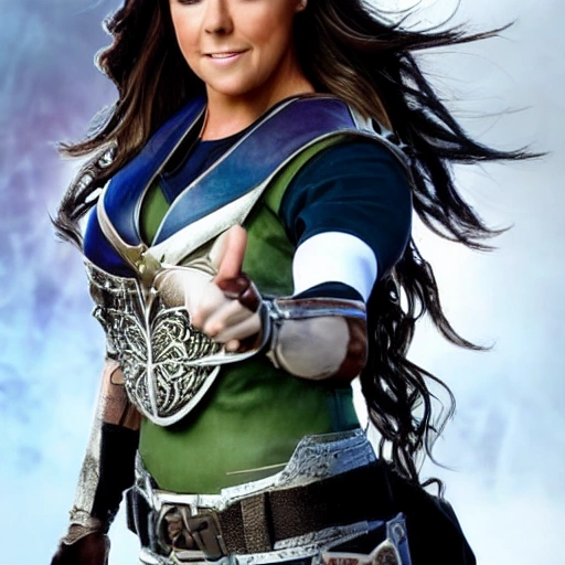 Full body, Sara Evans as a Fantasy Ranger, White Background, Hyper Realistic, 4K