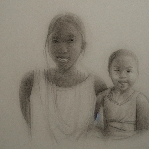 maya and three three, Pencil Sketch