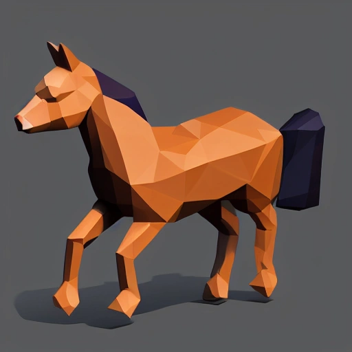 a low poly horse, isometric view, unity game asset, video game