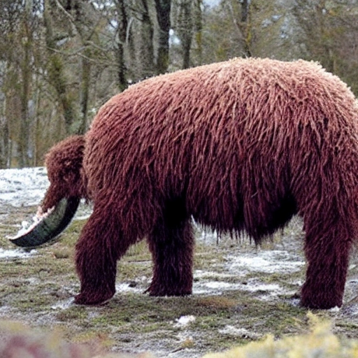 Frío, invierno, carne de mamut, oso peludo