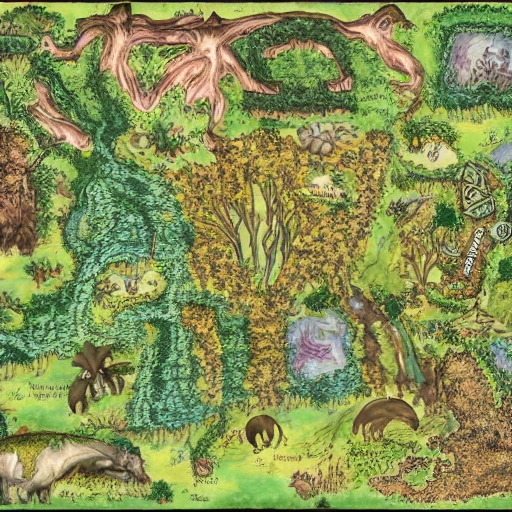 Fantasy Map depicting a forest meadow