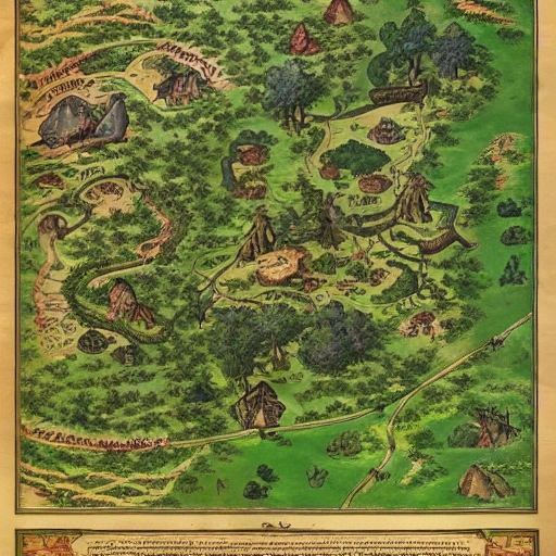 Fantasy Map depicting a forest meadow, map