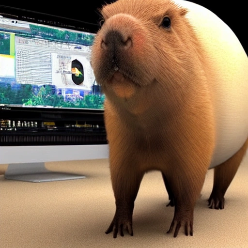 Capybara ingeniero trabajando en 3d calidad 4k