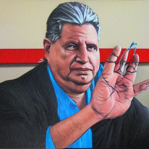 retrato de Miguel Diaz Canel, sangre en sus manos, 3D