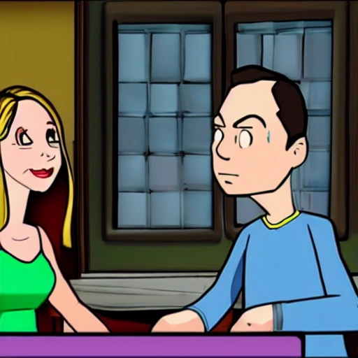 Sheldon Cooper, en una relacion con Penny Hoffstader, Cartoon, 3D, 