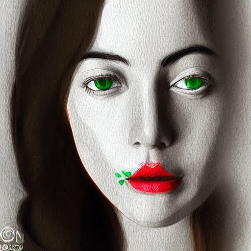 retrato de lado ultra detallado de una joven de tez blanca , pelo negro, labios carnosos, ojos verdes, pelo un poco despeinado, renderisado, 8k