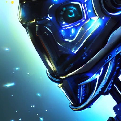 close-up head, facing camera, realistic digital painting headshot portrait of a robot, dark sci-fi spaceship universe, bright blue sport jacket, intricate details, (abstract background:1.2), (light particle:1.1), (overwatch style:0.8), (star wars style:0.3), (game concept:1.3), (arcane style:0.8), (depth of field:1.3), global illumination, art by hoang lap and fuji choko and artgerm, and greg rutkowski and viktoria gavrilenko

