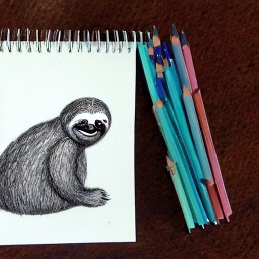  funny Sloth , Pencil Sketch, 3D, Water Color