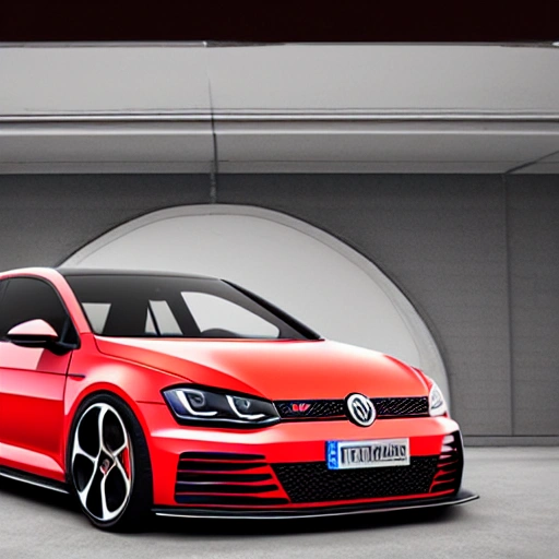 , 3D, Car, Detailed, Golf GTI, Sport, Real Image, Enlarge Fenders, Front View, Red, Full View