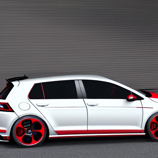 , 3D, Car, Detailed, Golf GTI, Sport, Real Image, Enlarge Fenders, Front View, Red, Full View, TCR