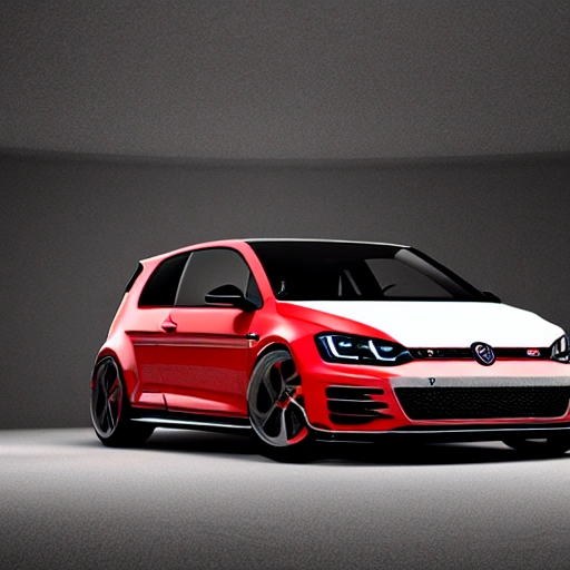 , 3D, Car, Detailed, Golf GTI, Sport, Real Image, Enlarge Fenders, Front View, Red, Full View, TCR, Full Image