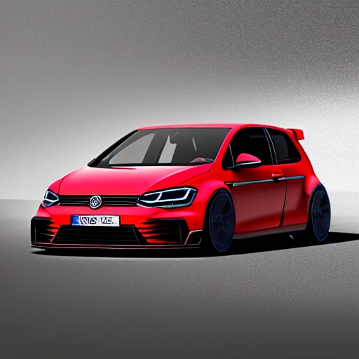 , 3D, Car, Detailed, Golf GTI, Sport, Real Image, Enlarge Fenders, Front View, Red, Full View, TCR, Full Image