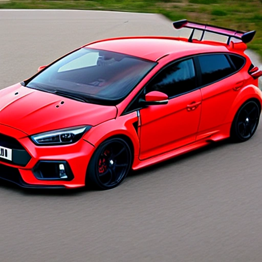 , 3D, Car, Detailed, Focus RS, Sport, Real Image, Enlarge Fenders, Front View, Red, Full View, TCR, Full Image