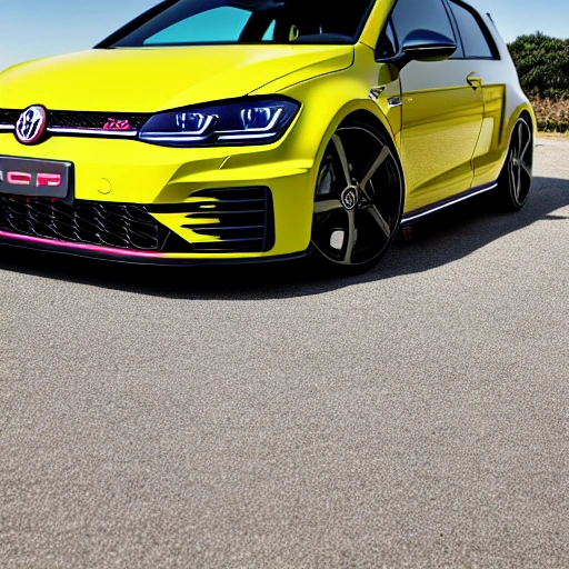 , Car, Detailed, Golf GTI, Sport, Real Image, Enlarge Fenders, Front View, Red, Full View, TCR, Full Image, Real, Yellow