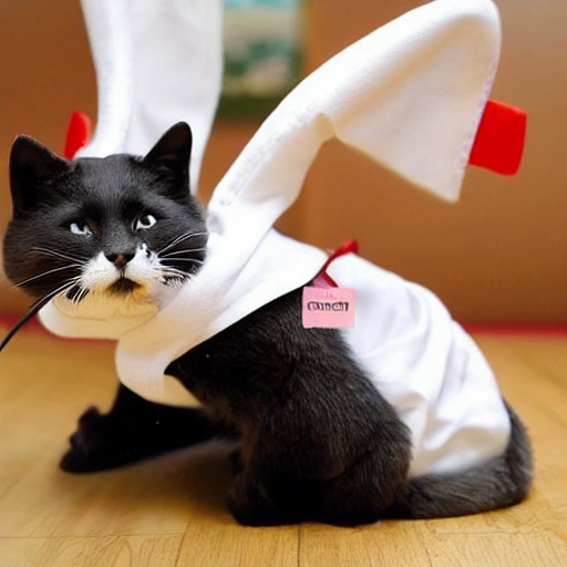 cuica japonesa, usando orejas de gato, Aspecto juvenil y sano, con uniforme escolar