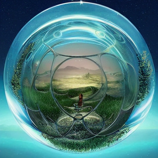 bulle transparente, fantasy art, Trippy