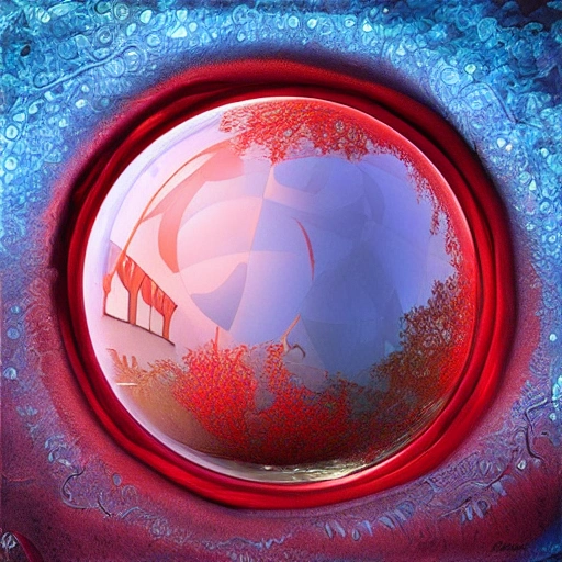 bulle transparente rouge, fantasy art, Trippy