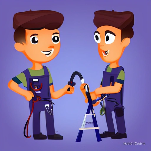 realistic, electrician mechanic, young man, futuristic, Cartoon, Cartoon