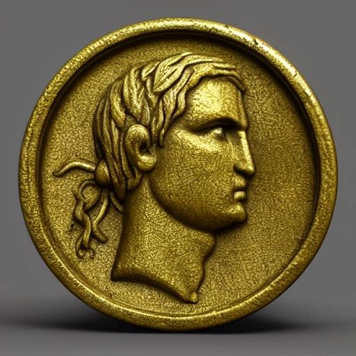 coin, bright, ancient, roman, 3D