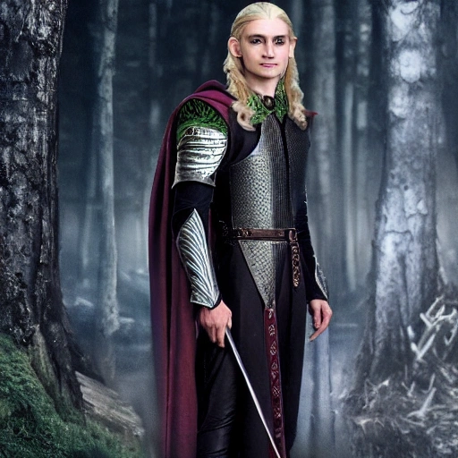 Elf prince legolas but from 80's dark ages style movie, photo, hyper realistic, detailed, 8k