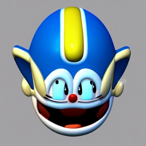 Super realistic of doraemon face, 3d