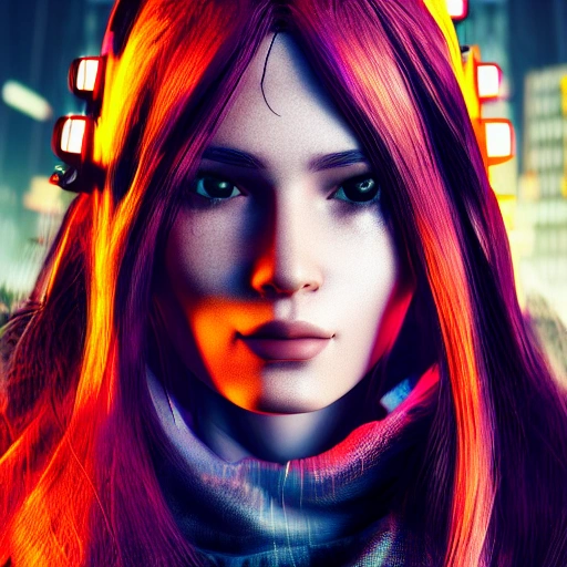 close up portrait of 1 cyberpunk girl, detailed face, spotlight, cyberpunk city, wired, multicolored, vibrant high contrast, hyperrealistic, photografic, 8k, epic ambient light, octane render