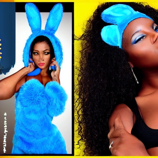 Blue rabbit and sexi Black woman 