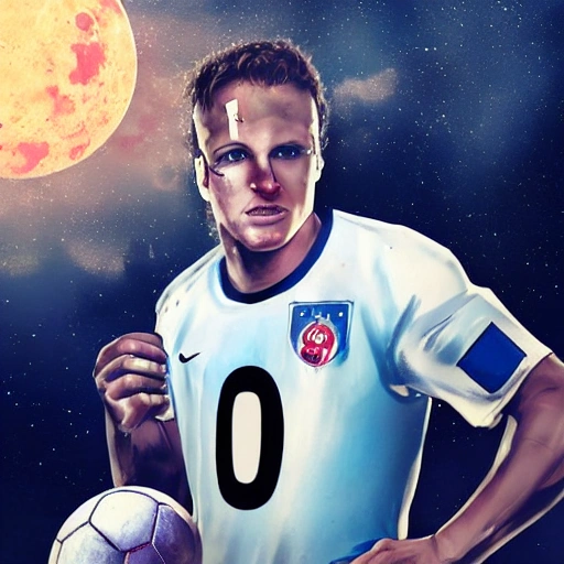 Footballer in blood on the moon 