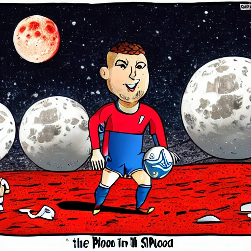 Footballer in blood on the moon , Cartoon