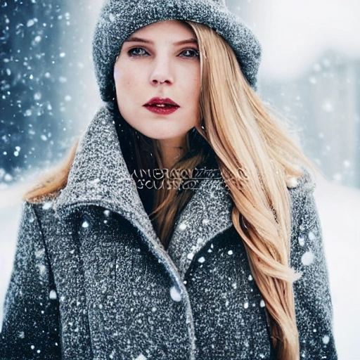 professional portrait photograph of a gorgeous Norwegian girl in winter clothing with long wavy blonde hair, sultry flirty look, (freckles), gorgeous symmetrical face, cute natural makeup, wearing elegant warm winter fashion clothing, ((standing outside in snowy city street)), stunning modern urban environment, ultra realistic, concept art, elegant, highly detailed, intricate, sharp focus, depth of field, f/1.8, 85mm, medium shot, mid shot, (((professionally color graded))), bright soft diffused light, (volumetric fog), trending on instagram, hdr 4k, 8k