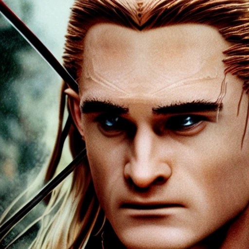 Legolas as an 80's Action Film, Film, Detailed, Photo, Realistic, 8k, retro, close up portrait