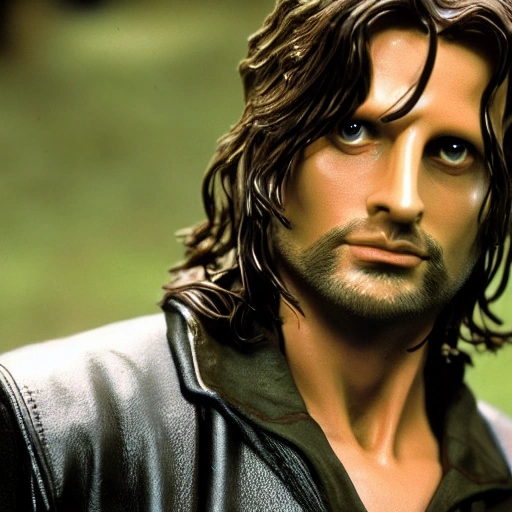 Aragorn as an 80's Detective Film wearing a retro leather jacket, Detailed, Photo realistic, 8k, retro, full body detail