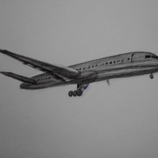 , Pencil Sketch, airplane flying - Arthub.ai