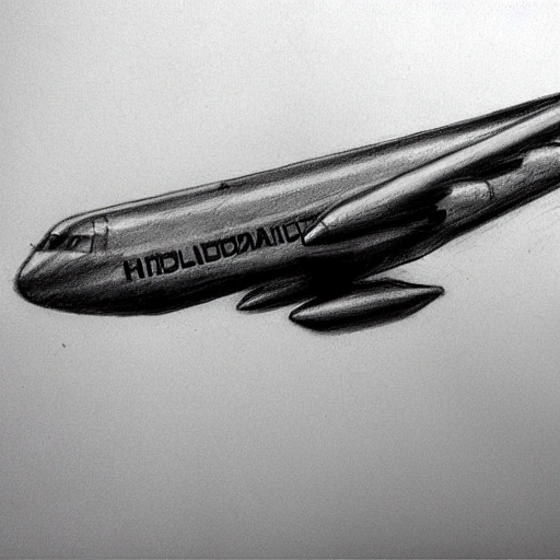 , Pencil Sketch, realistic HD airplane flying